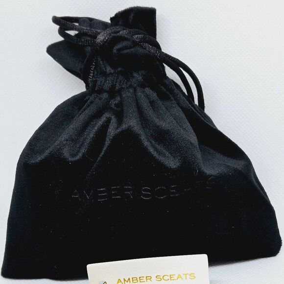 NEW WITH BLACK POUCH AMBER SCEATS REESE EARRINGS SCULPTURED 24K GOLD PLATED - Picture 5 of 6